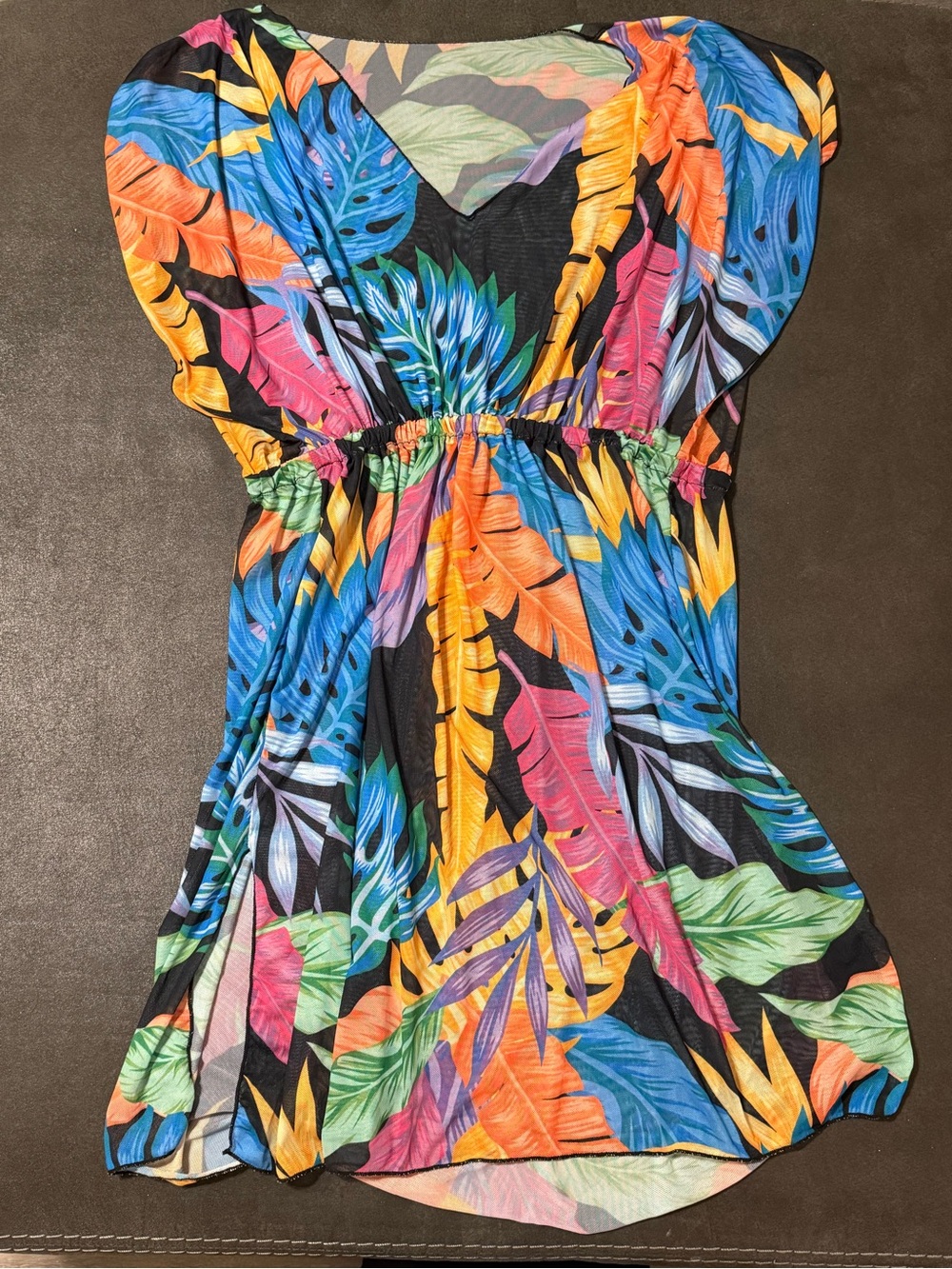 Women’s One-Piece Tropical Leaf Print Romper in Multicolor